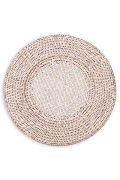Rattan Round Plate Charger in White Natural | Shop Olivia