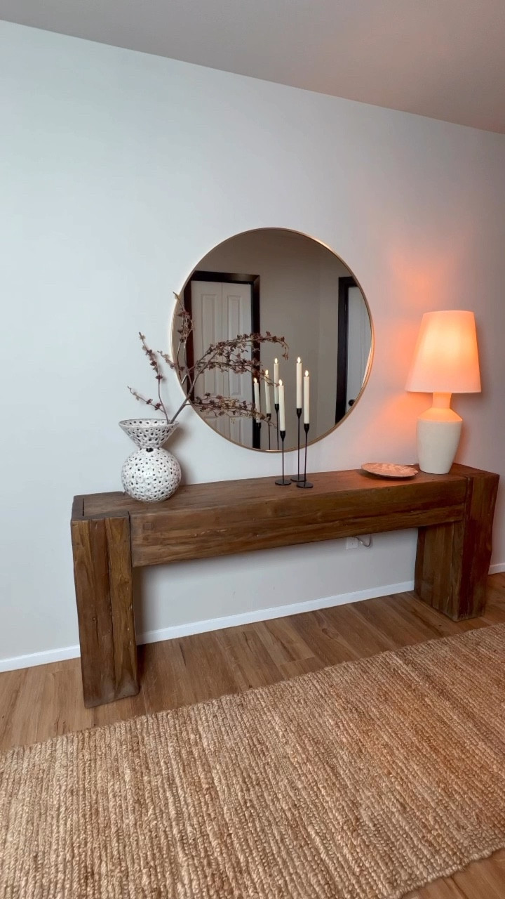 Entryway decor, entryway table, wall mirror, runner rug, jute rug, Arhaus entryway table, table lamp, Amazon home finds 

#LTKstyletip #LTKsalealert #LTKhome