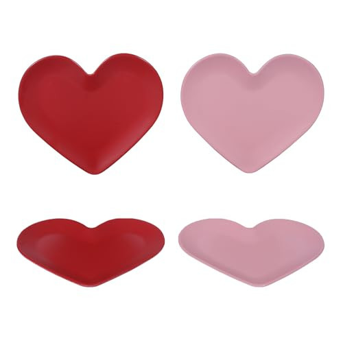 Webbylee Melamine 8'' Valentine’s Day Dinner Plates & Dinnerware Set of 4, Heart-Shaped Plates, Romantic Red & Pink for Couples, Parties, and Gifts,Dishwasher Safe | Amazon (US)