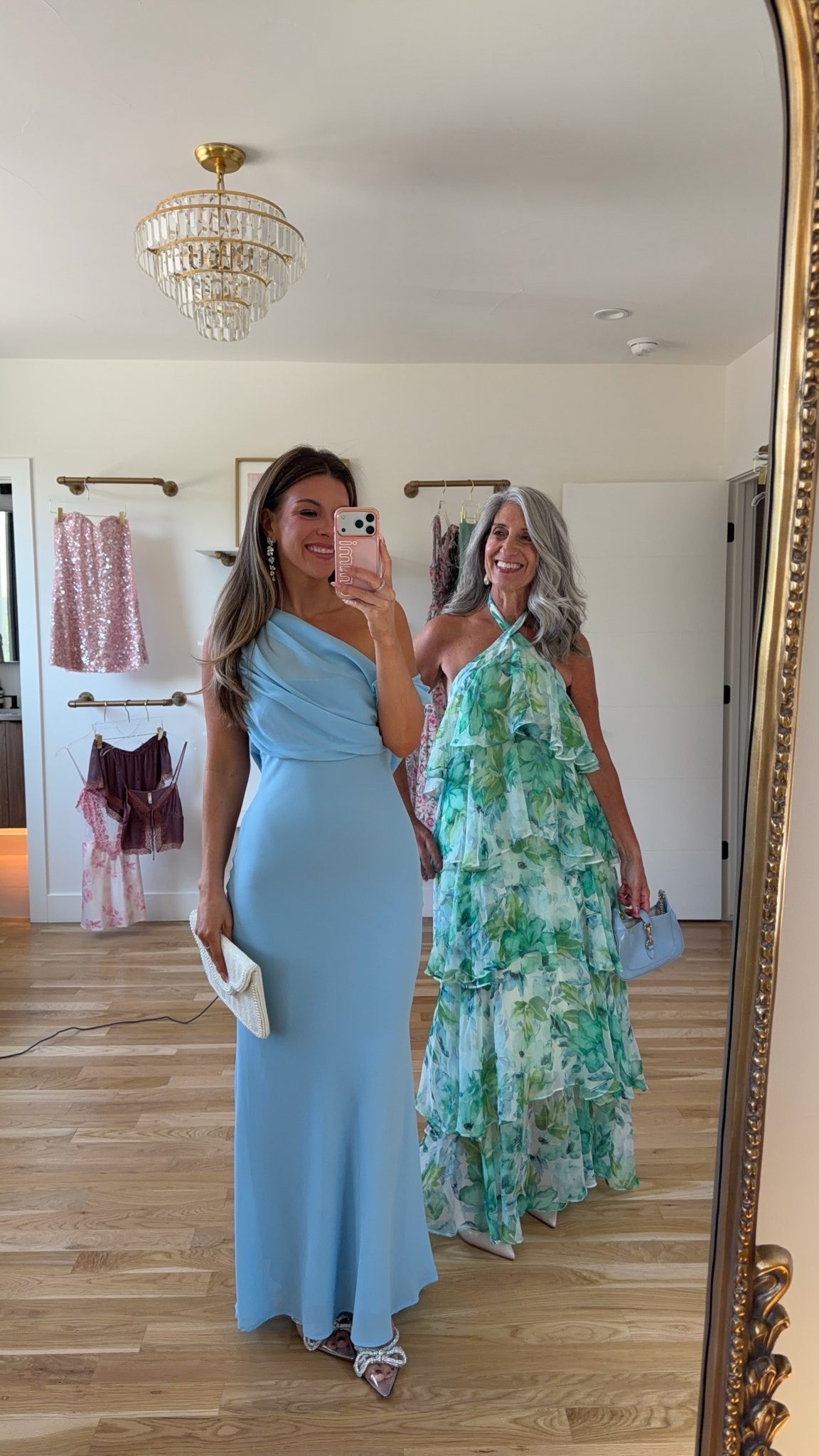 Mom and me blue one-shoulder mermaid gown with a draped bodice, green and white floral halter maxi with a tiered ruffle skirt wedding guest and formal event dresses  💍

Wearing my usual smalls/2 in most

Mom wears a medium/6

lulus: emerson20 (first purchase only) 

Wedding guest, mom & me outfits, mom & me dresses, matching outfits, mother daughter outfits, family photo outfits, wedding guest dresses, mother of the bride, mother of the groom, wedding guest outfit ideas

#LTKWedding #LTKSeasonal #LTKgrwm