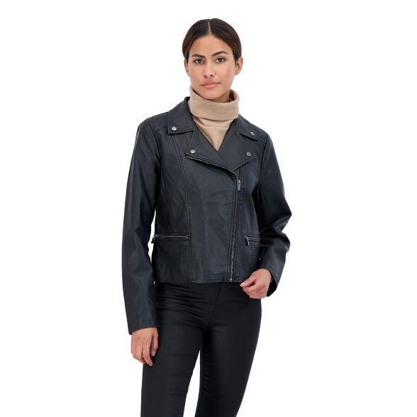 Sebby Collection Women's Faux Leather Moto Jacket | Target