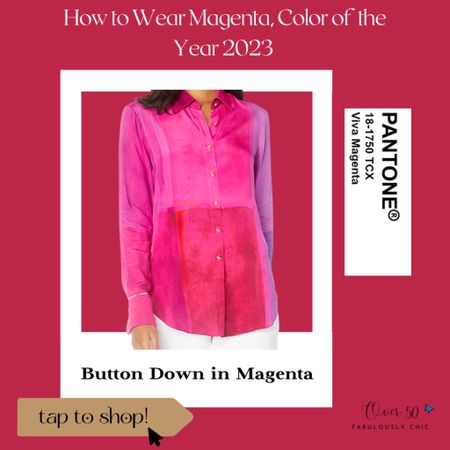 Magenta
Pantone’s Color of the Year

A flattering, gorgeous button down blouse, Midlife Woman approved.



#LTKstyletip #LTKsalealert #LTKworkwear