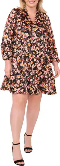 CeCe Floral Print Long Sleeve Babydoll Dress | Nordstrom | Nordstrom