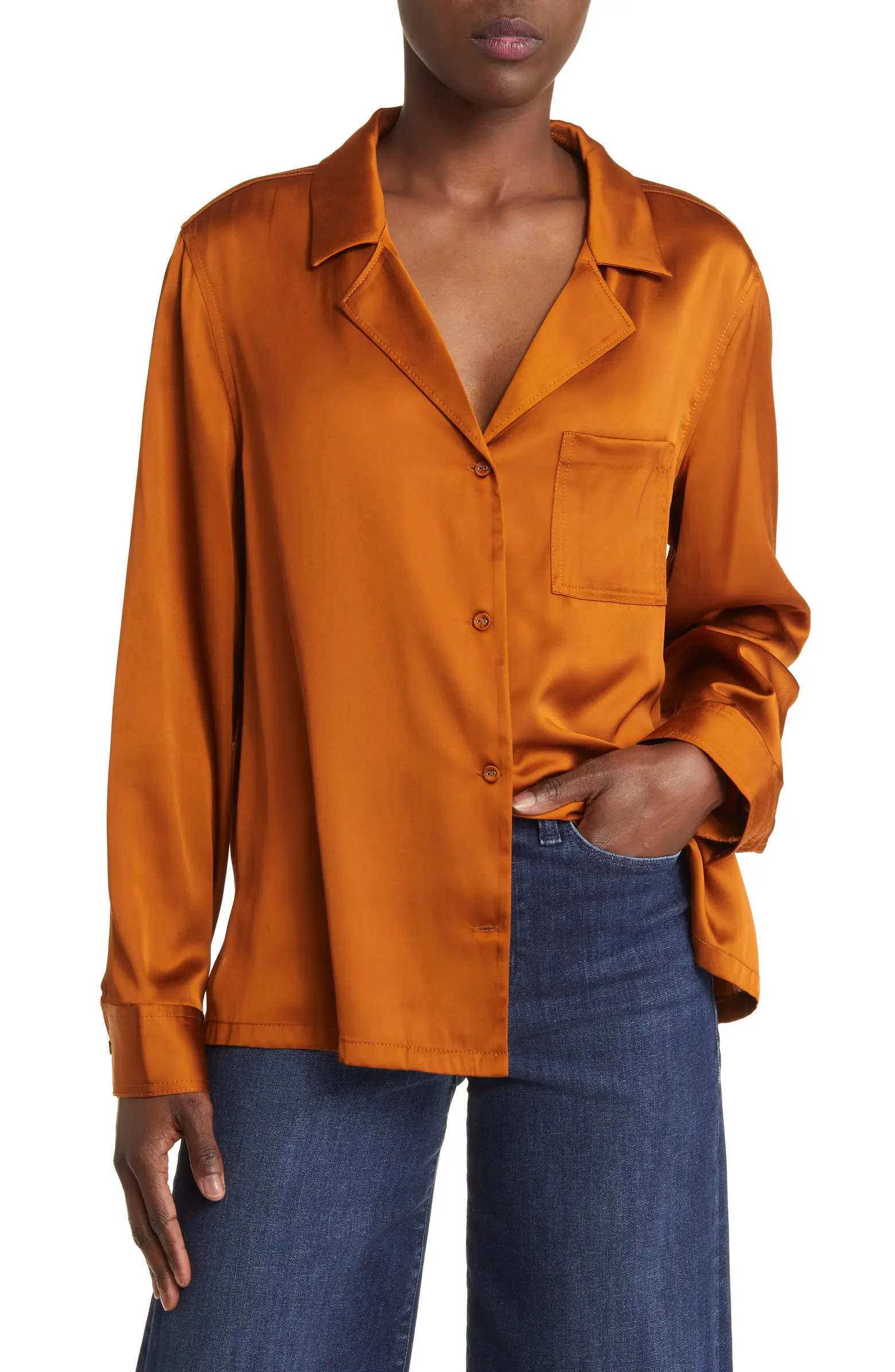 Satin Button-Up Top | Nordstrom