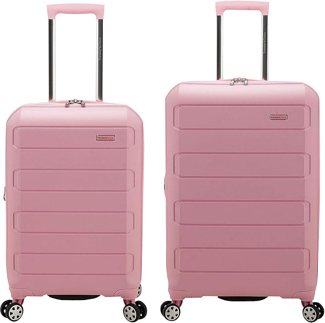 Pagosa Indestructible Hardshell Expandable Spinner Luggage, Pink, 2 Piece Set | Amazon (US)