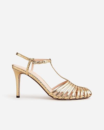 Collection Rylie caged-toe heels in snake-embossed Italian leather | J. Crew US