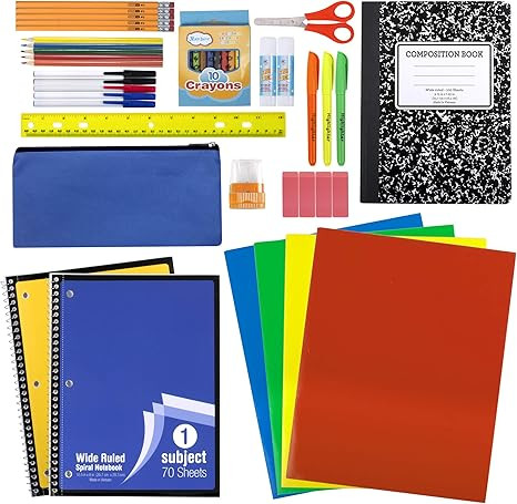 45 Piece School Supply Kit Grades K-12 - School Essentials Includes Folders Notebooks Pencils Pen... | Amazon (US)