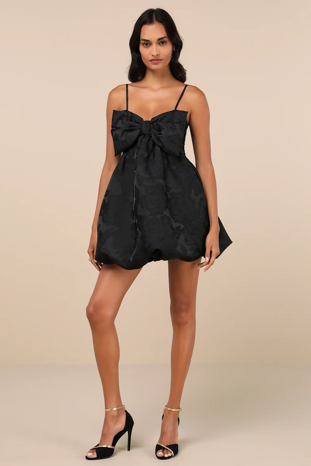 Coquettish Charm Black Bubble-Hem Bow Mini Dress With Pockets | Lulus