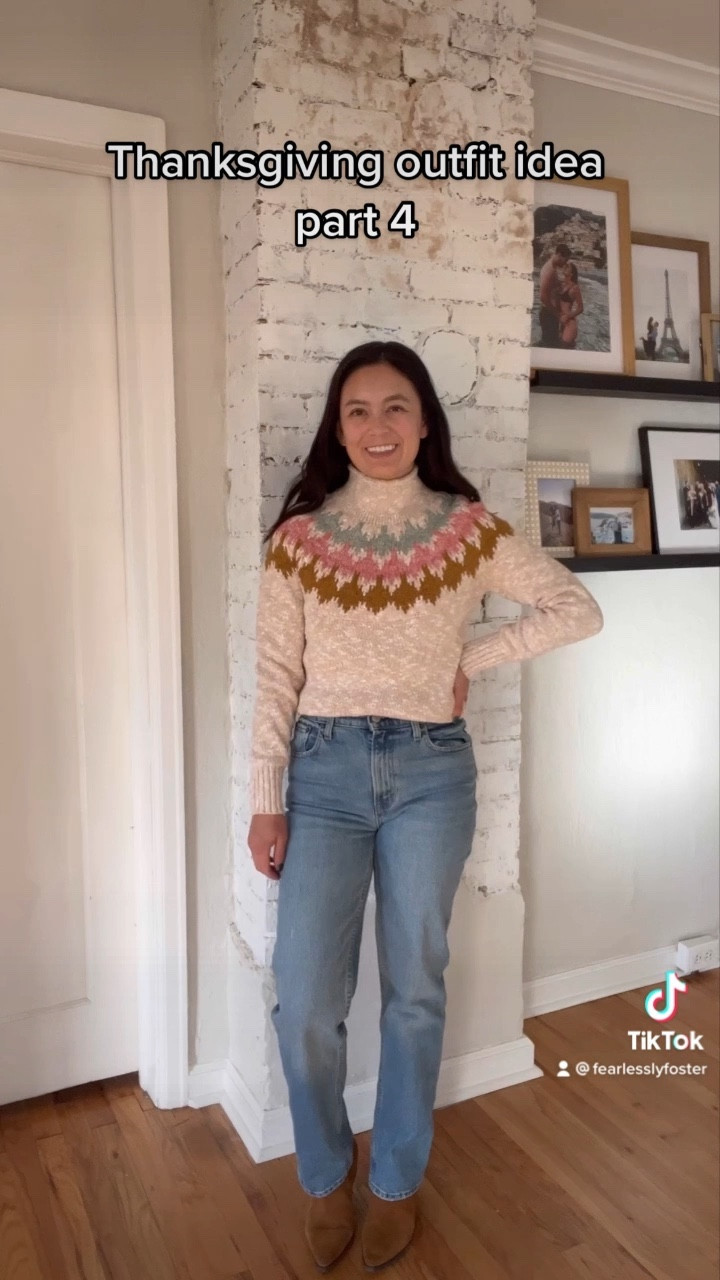 Thanksgiving outfit idea. Winter sweater. Holiday sweater. Turtle neck. LL BEAN SWEATER. Size XS
Abercrombie 90s straight leg denim 

#LTKSeasonal #LTKHoliday #LTKunder100