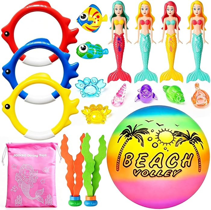 18 Pcs Diving Pool Toys for Kids Ages 3-12 Set with Storage Bag,Pool Games Summer Swim Water Sink... | Amazon (US)