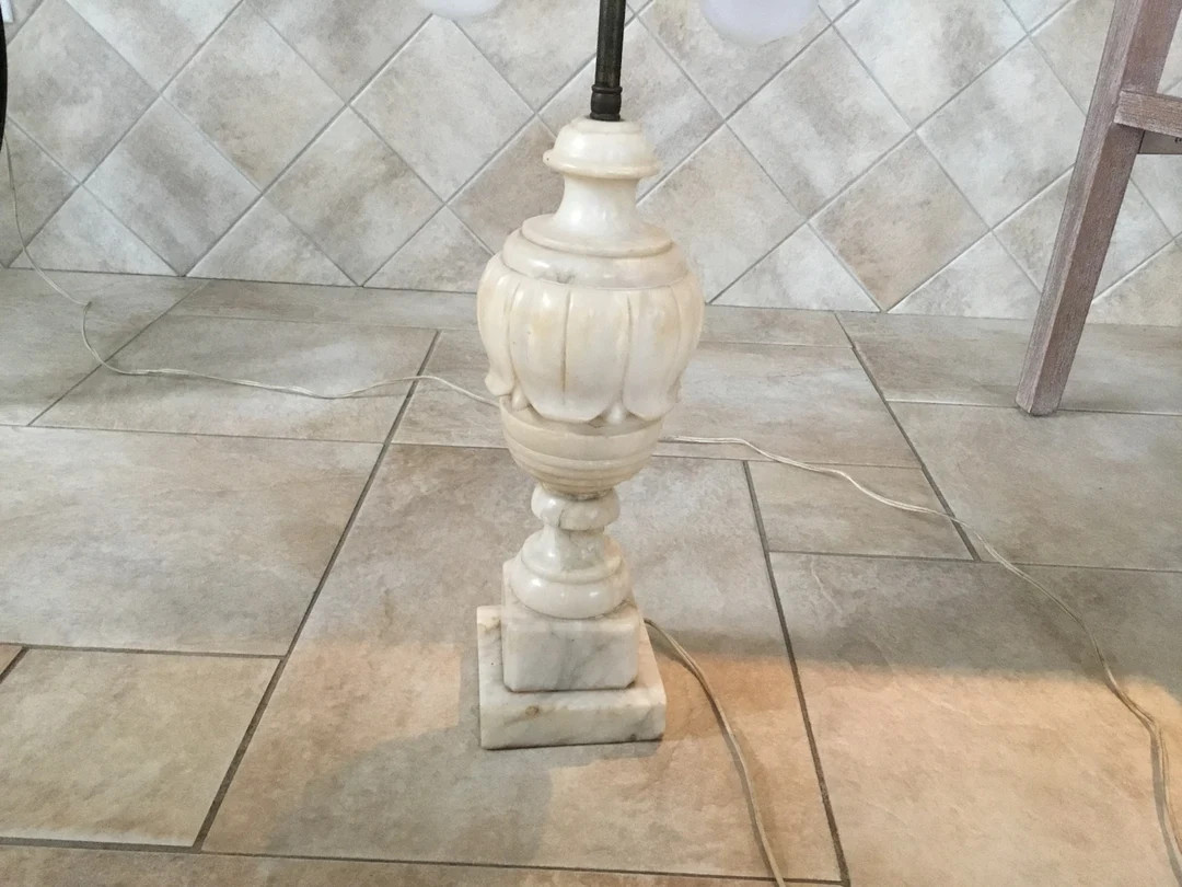 Vintage Alabaster Marble Lamp With 2 Light Bulb Sockets - Etsy | Etsy (US)