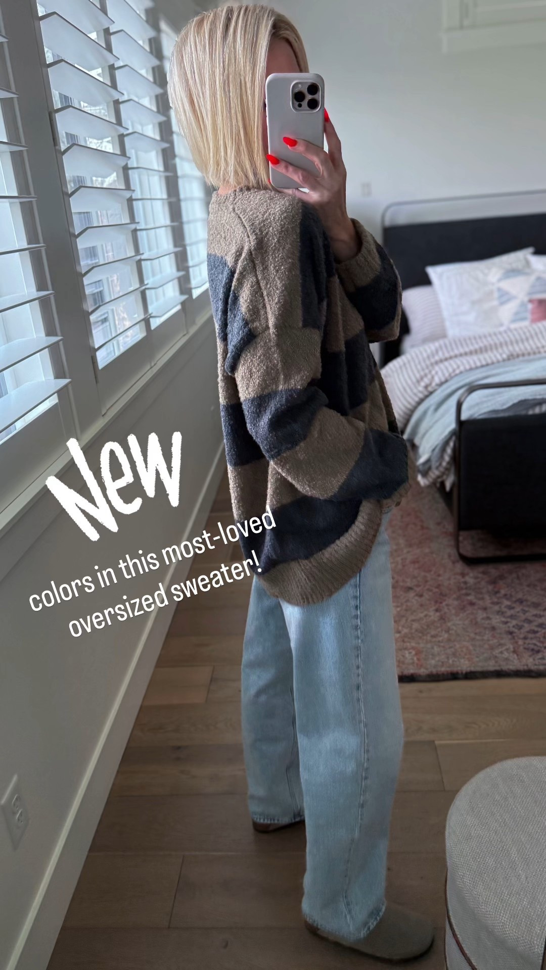 New colors in this favorite oversized striped Amazon sweater— I love what I got versus what I ordered even better! It’s more of a khaki tone versus green like the online image shows. I love the oversized slouchy fit, and it looks great worn untucked or with a small front tech wearing my true size medium.
Favorite Target baggy, jeans, and clogs that have been restocked. Wearing size 4 regular length and jeans and my true size in the shoes.

#LTKOver40 #LTKSeasonal