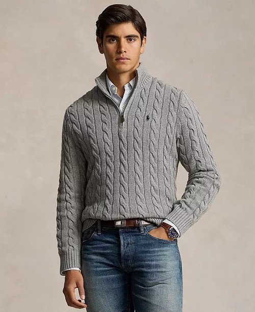 Men's Cable-Knit Cotton Sweater | Macy's