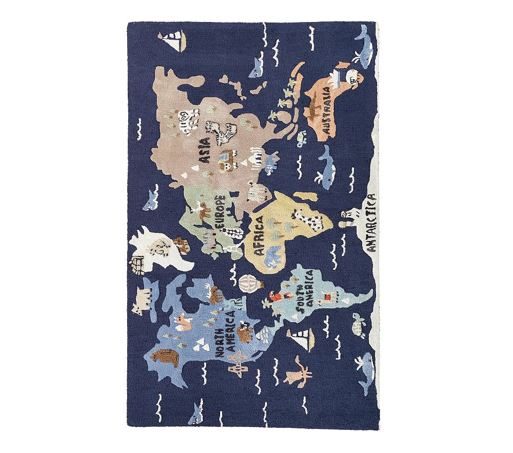 3-D Activity World Map Play Rug | Pottery Barn Kids