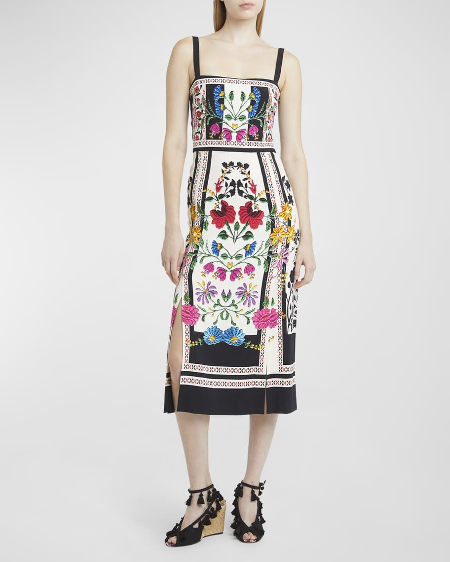 La DoubleJ Buy Me A Martini Square-Neck Sleeveless Midi Dress | Neiman Marcus