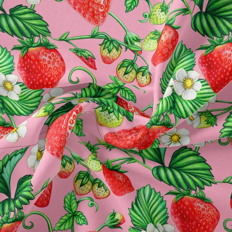 David Textiles 44" x 18" Cotton Summer Strawberry Precut Fabric | Walmart (US)