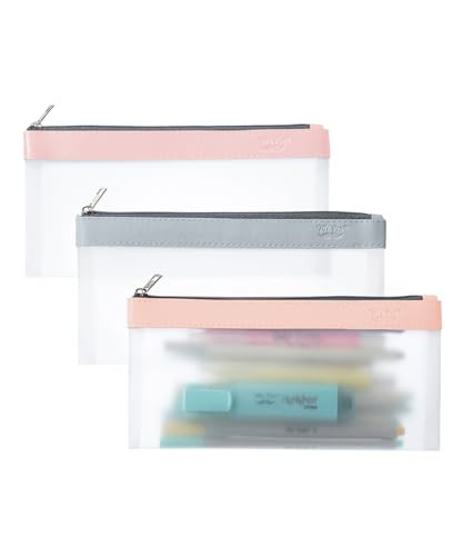 Mr. Pen- Clear Pencil Pouch, 8.50"x4.25", 3 Pack, Durable TPU Material, Medium Water-Resistant Pencil Bags with Smooth Zipper, Multipurpose Clear Pouch for Stationery, School, Office, Travel Supplies | Amazon (US)