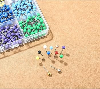 1000 PCS Push Pins Map Tacks,Multi-Color 1/8" Round Head with Stainless Point,15 Assorted Colors ... | Amazon (US)