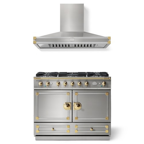 CornueFe 110 Stainless Steel Polished Brass, Range and Hood Pack | Williams-Sonoma