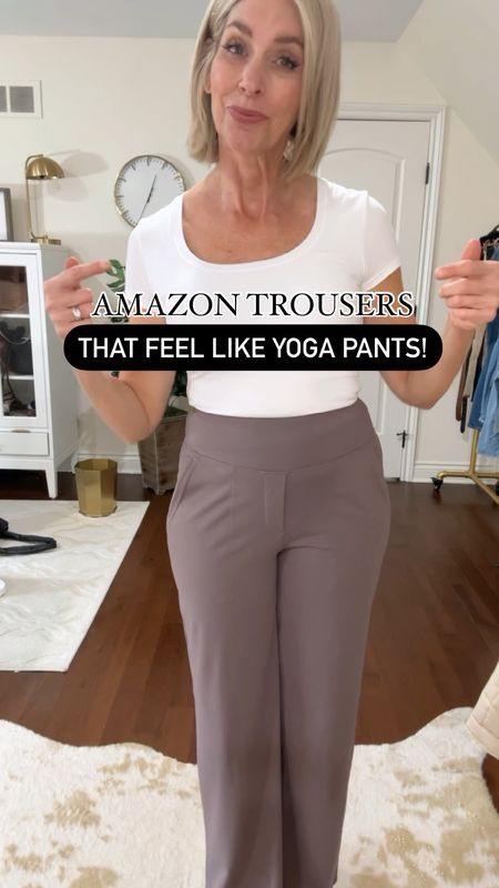 Amazon office style pants that feel like yoga pants! Flat front, faux zipper and faux back pockets. Fits true to size and comes in 4 lengths and 10 colors.

Workwear, Amazon fashion, over 40, over 50, office outfit, spring outfit 

#LTKover40 #LTKfindsunder50 #LTKVideo