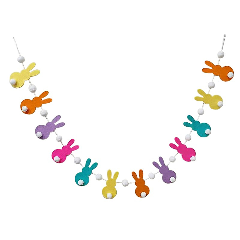 Bunny Brights Multicolor Fabric Bunny Garland, 72" | At Home