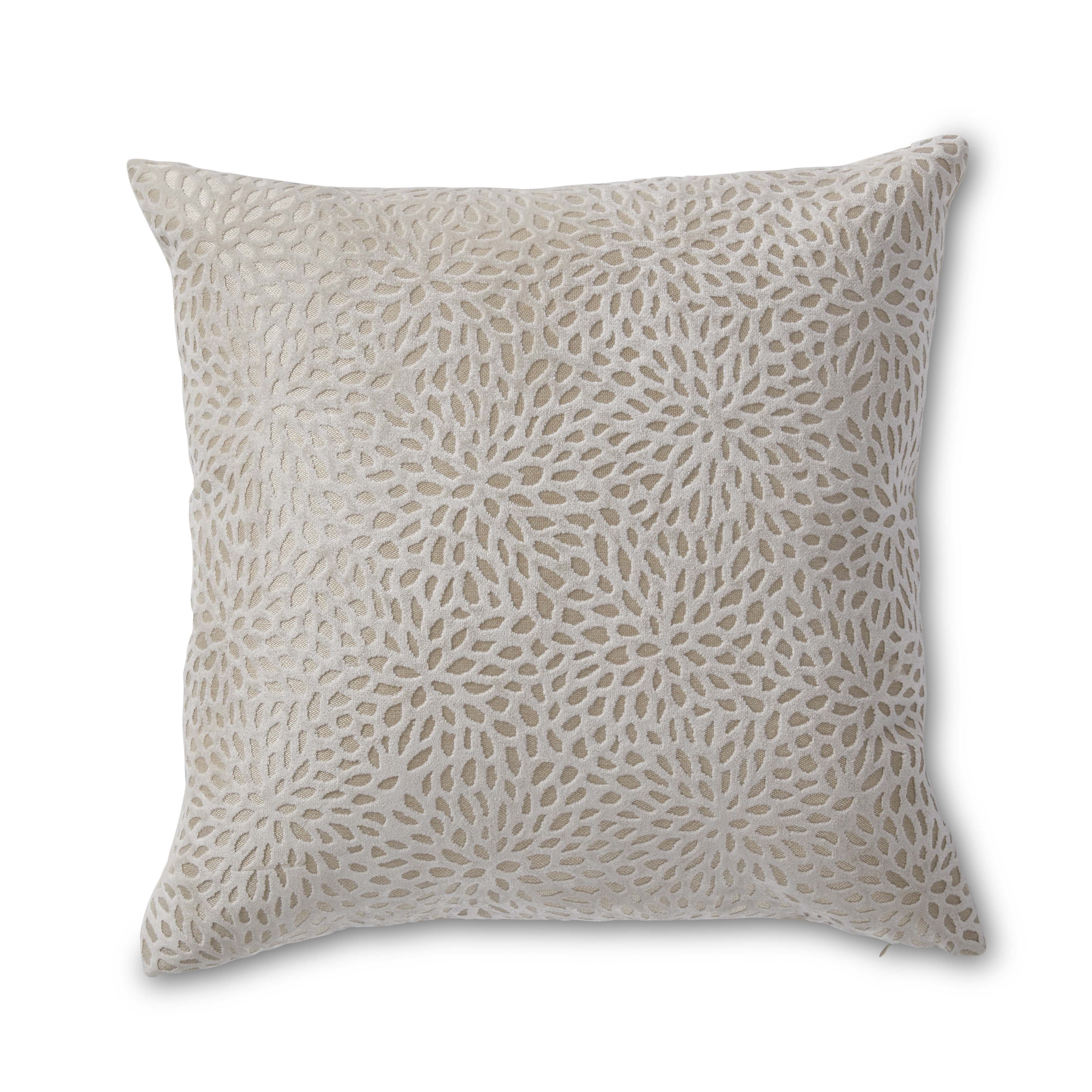 Better Homes & Gardens Cream Velvet Blooms 20X20 Square Feather Filled Throw Pillow - Walmart.com | Walmart (US)