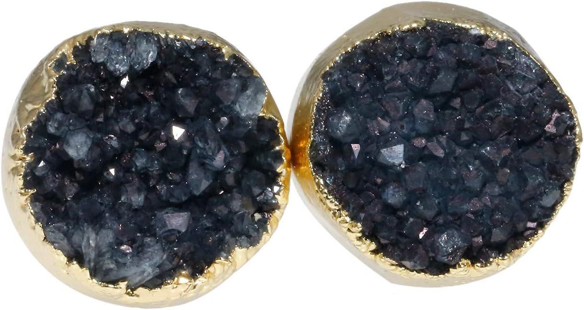 Nupuyai Druzy Crystal Quartz Geode Stud Earrings for Women, Stone Earrings for Girls | Amazon (US)