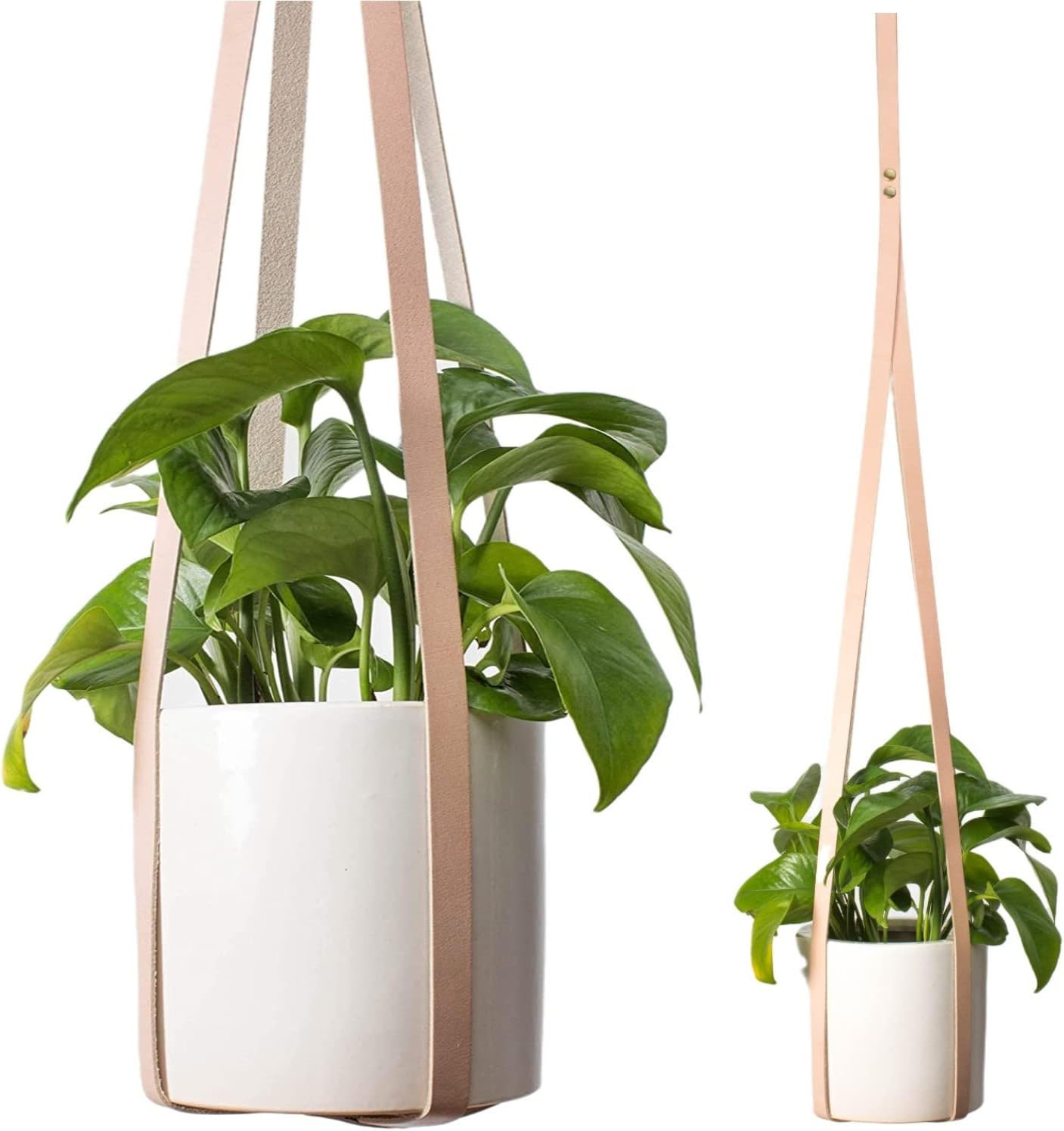 Amazon.com: TEAK&TIDES Genuine Leather Plant Hanger Indoor Outdoor - Modern Design Hanging Plante... | Amazon (US)
