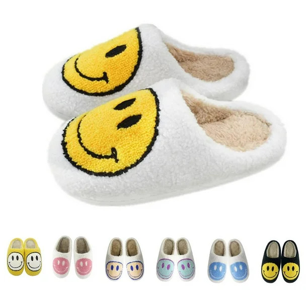 Smiley Face Slippers for Women Men, Anti-Slip Soft Plush Comfy Indoor Slippers, US 5-6 (38-39) - ... | Walmart (US)