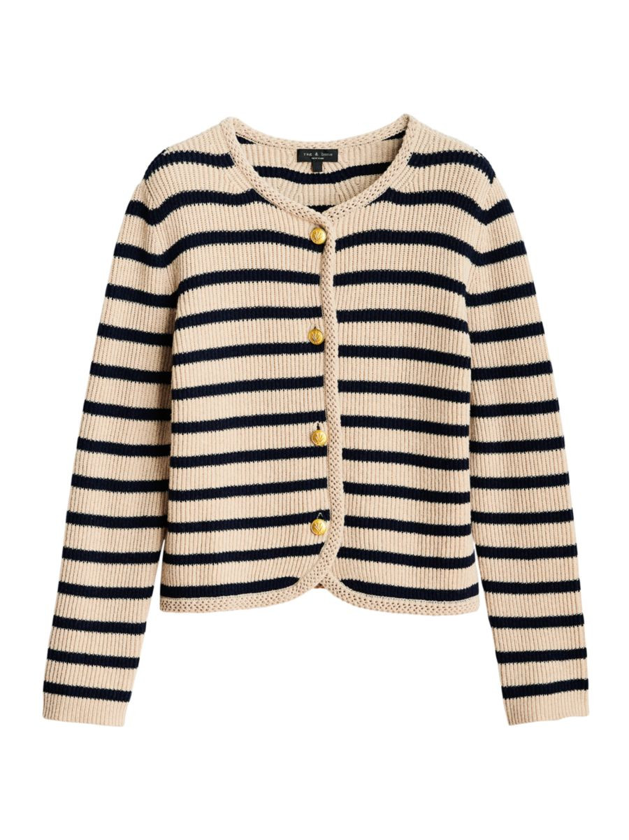 Nancy Striped Merino Wool-Blend Cardigan | Saks Fifth Avenue