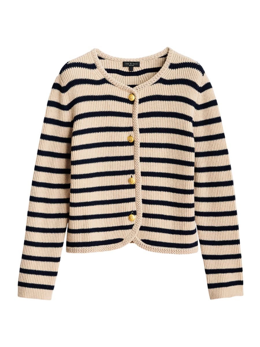SweatersCardigansrag & boneNancy Striped Merino Wool-Blend Cardigan$296.25$395Friends & Family | Saks Fifth Avenue
