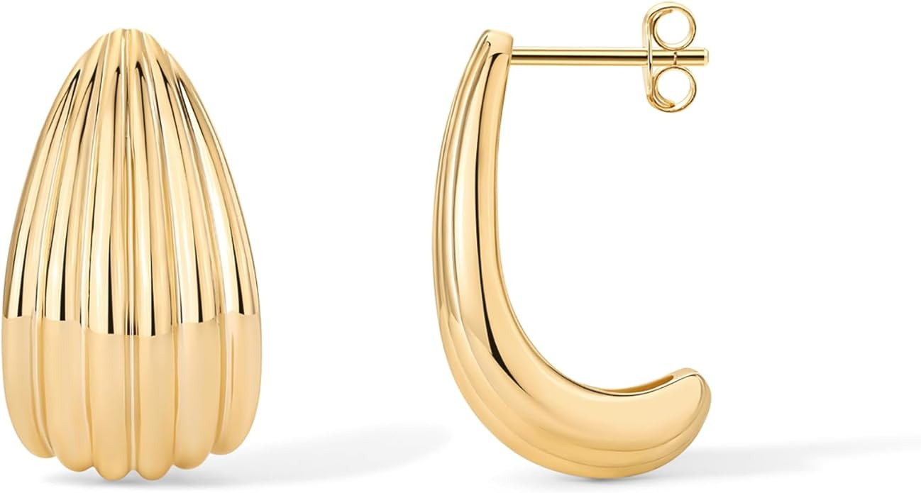 PAVOI 14K Gold Plated Chunky Seashell Drop Stud Earrings for Women | Bold Dangle Statement Earrin... | Amazon (US)