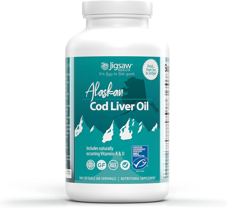 Jigsaw Health Alaskan Cod Liver Oil Softgels, 180 Softgels | Amazon (US)