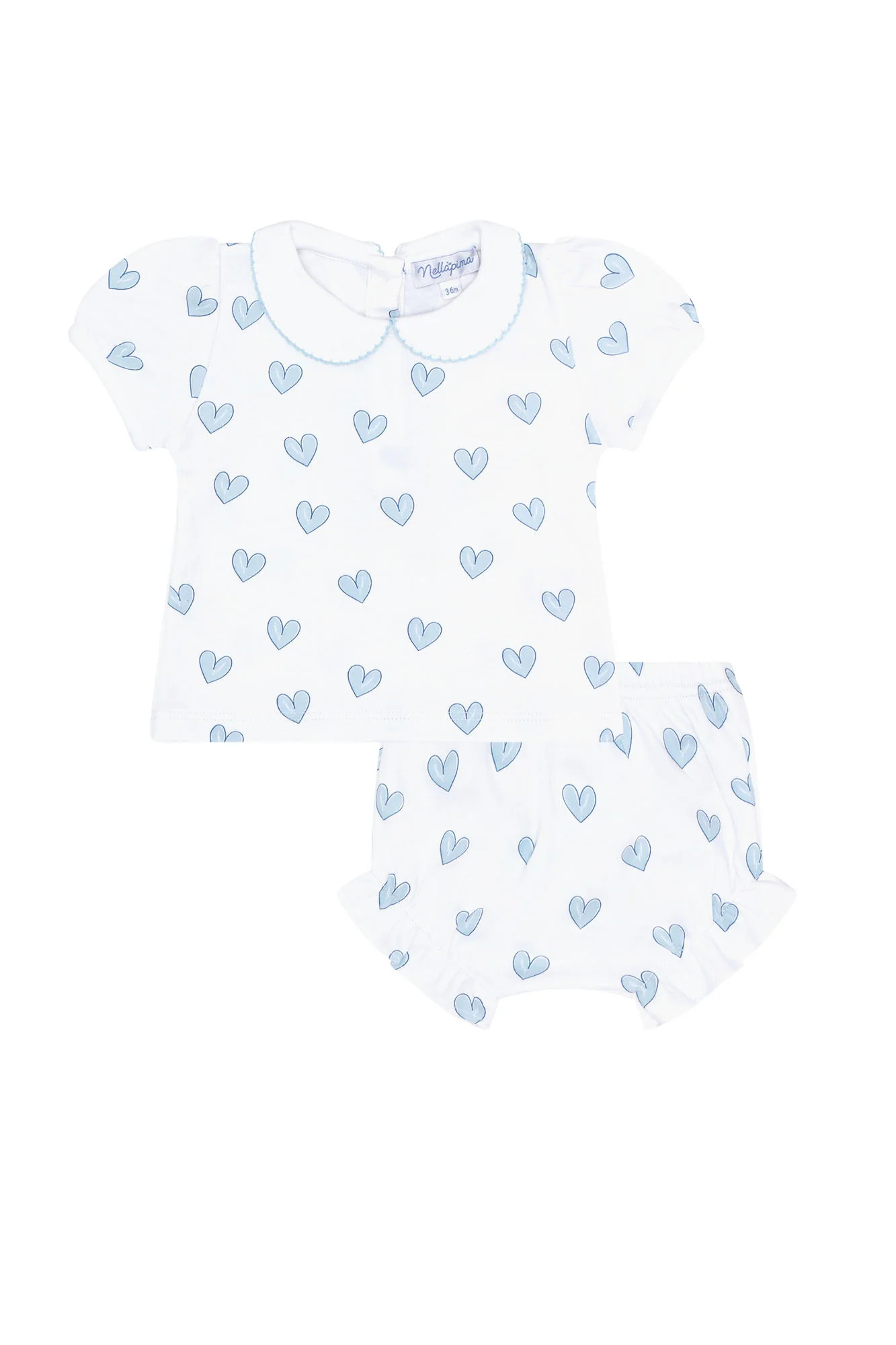 Blue Heart Print Diaper Cover Set | Nellapima