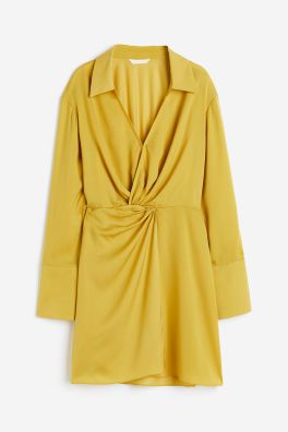 Twist-detail Shirt Dress - Yellow/tie-dye - Ladies | H&M US | H&M (US + CA)