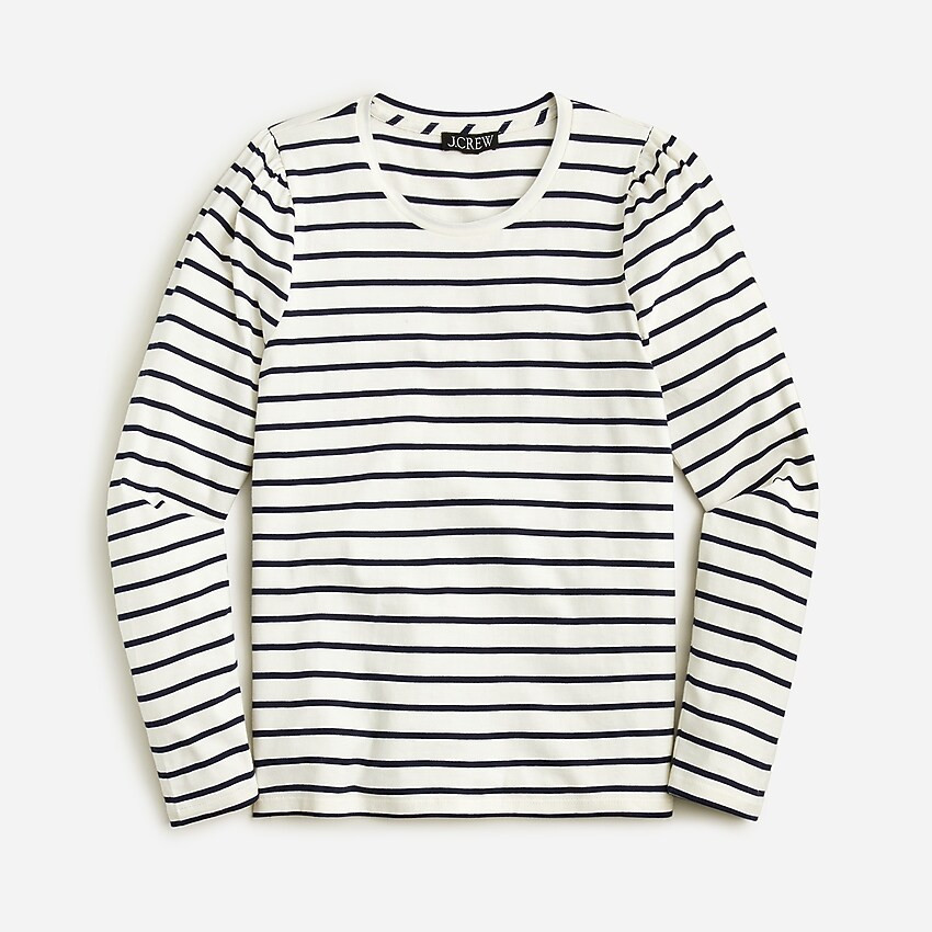 Puff-sleeve crewneck T-shirt in stripe | J. Crew US