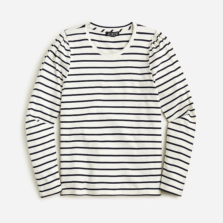 Puff-sleeve crewneck T-shirt in stripe | J.Crew US