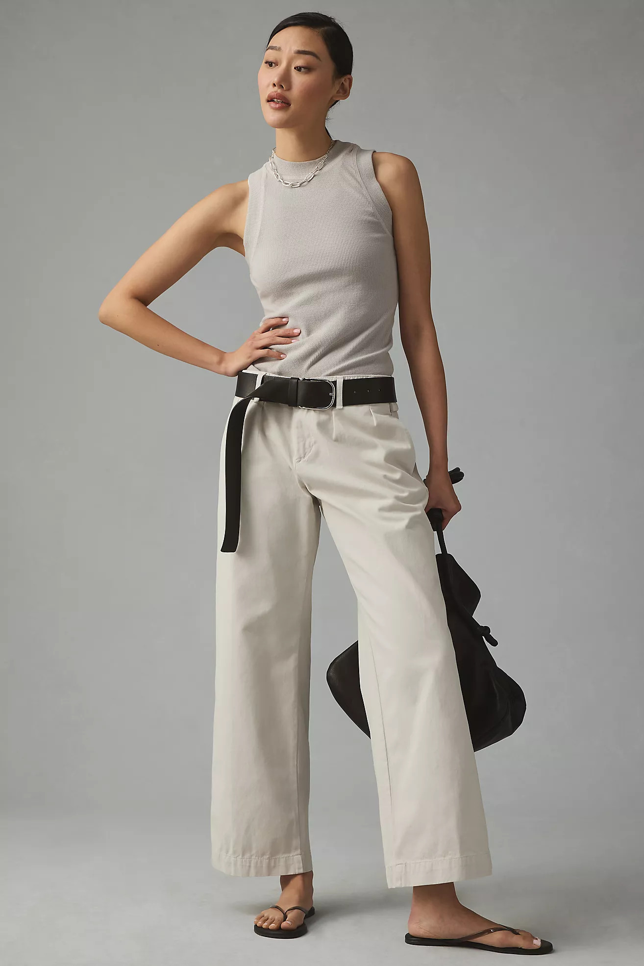 Maeve Pleated Wide-Leg Chino Trousers | Anthropologie (US)