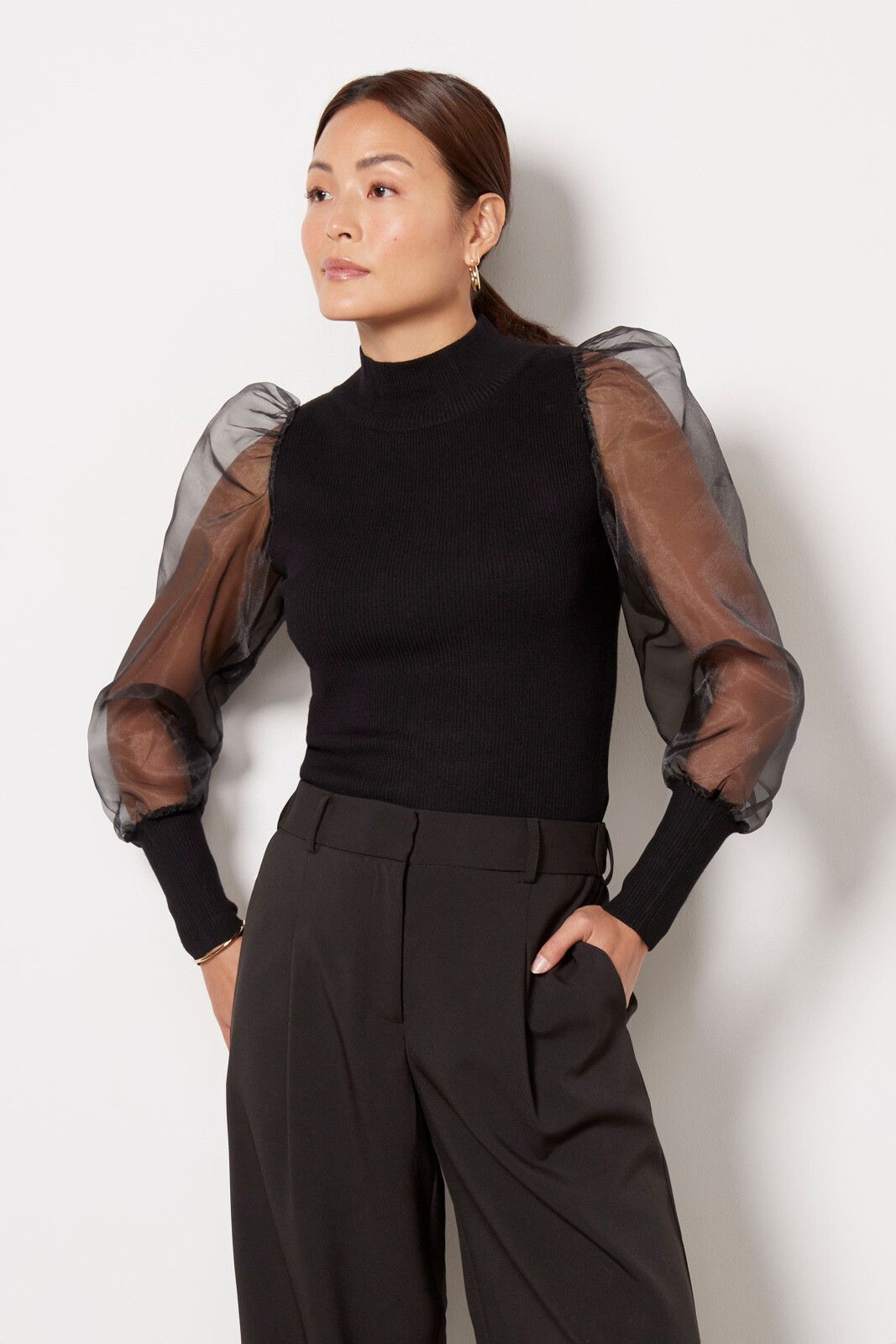 Organza Sleeve Pullover | EVEREVE