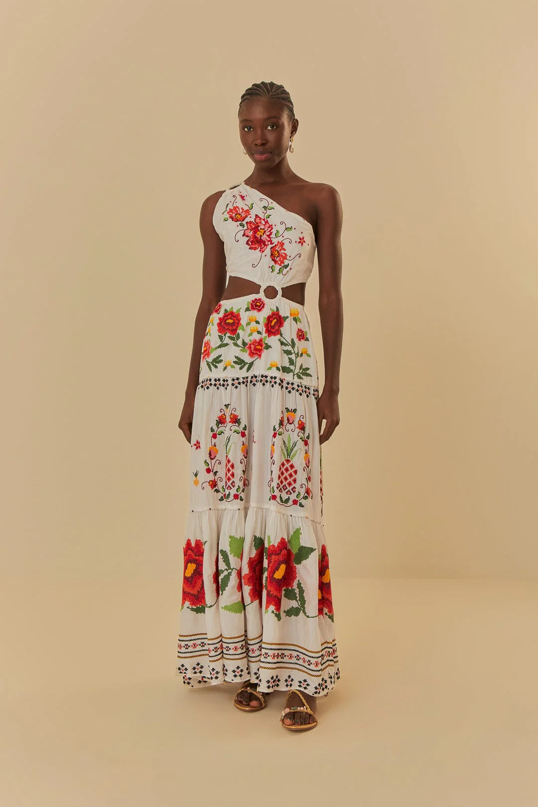Off-White Embroidered Carmina Floral Maxi Dress | FarmRio (US)