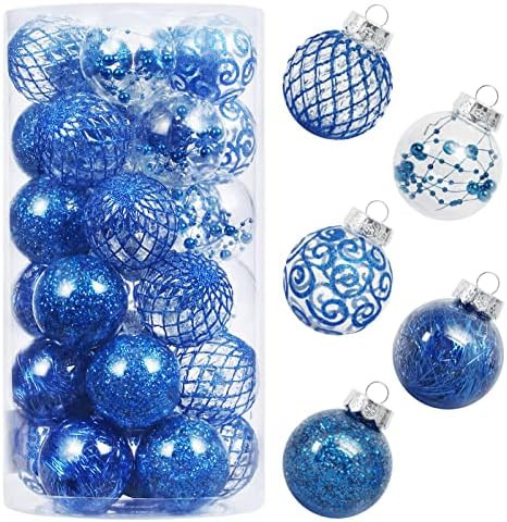 60MM/2.36" Clear Christmas Ornaments Set, 30PCS Shatterproof Decorative Hanging Ball Ornament with S | Amazon (US)