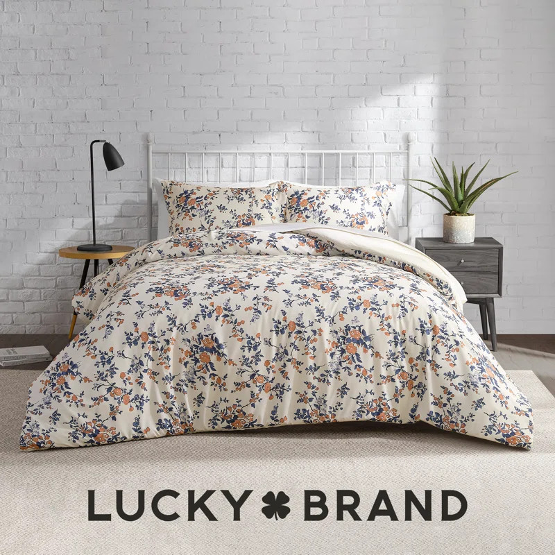Lucky Brand Garden Floral Bouquet Reversible Comforter & Shams Bedding Sets | Wayfair North America