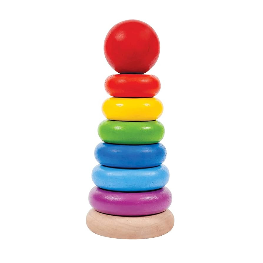 PlanToys Wooden 8 Piece Sorting and Stacking Ring Toy (5124) | Rainbow Color Collection |Sustaina... | Amazon (US)