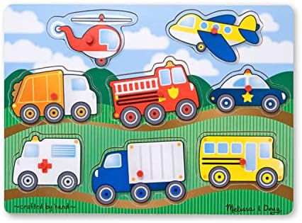 Melissa & Doug Vehicles Wooden Peg Puzzle (8 pcs) | Amazon (US)
