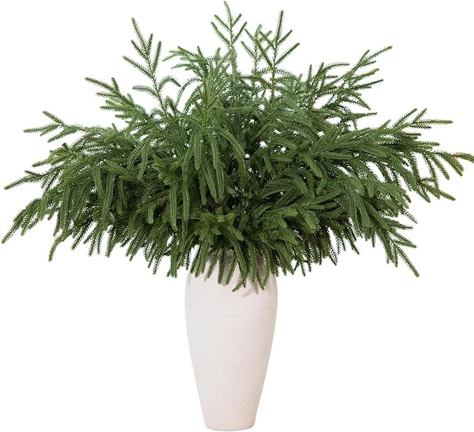 12 Pcs Artificial Norfolk Pine Branches - 30" Faux Christmas Greenery Stems Realistic Winter Gree... | Amazon (US)
