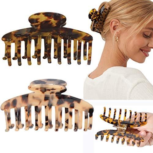 Big Claw Hair Clips 3.8 Inch Tortoise Banana Hair Clips for Women Girls Thin Hair French Design Cell | Amazon (US)