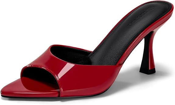 Coutgo Womens Kitten Heel Sandals Heeled Mules Pointed Open Toe High Heels | Comfortable, Sexy, S... | Amazon (US)