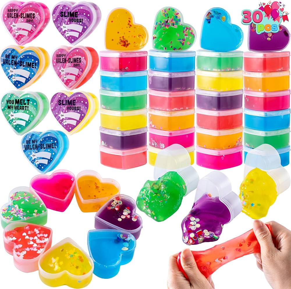 JOYIN 30 Valentines Day Clear Slime Hearts for Kids Valentine Classroom Exchange, Valentine Party... | Amazon (US)