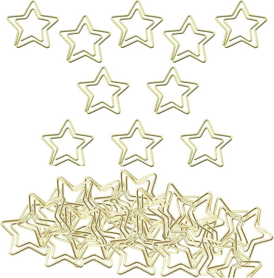 Heyous 50PCS Star Bookmark Holder Paper Clip Bookmark Holder Gold Pentagram Creative Paperclip Su... | Amazon (US)