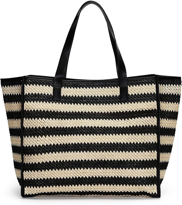 Herald Large Handmade Straw Tote Handbag for Women, Summer Beach Weaving Chic Woven Shoulder Purs... | Amazon (US)